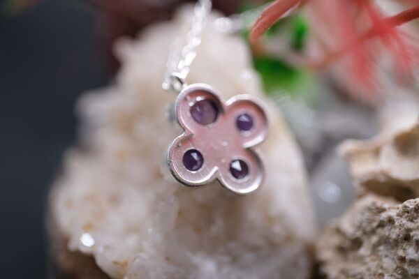 1.74ct Natural Round Ametist 925 Ayar 2.60 gram Gümüş Zincirli Kolye