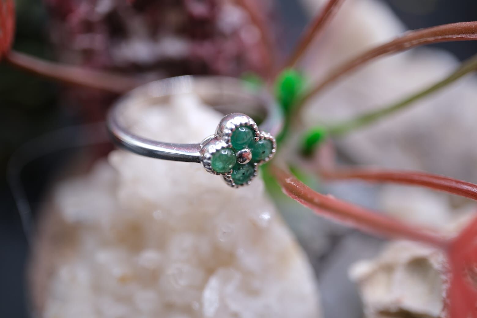 0.47ct Natural Zümrüt 925 Ayar Gümüş Yüzük ( No:14)