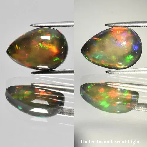 4.14ct Pear Cabochon Natural Black Opal - Lustrous Color Play, Ethiopia Gem