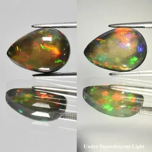 4.14ct Pear Cabochon Natural Black Opal - Lustrous Color Play, Ethiopia Gem