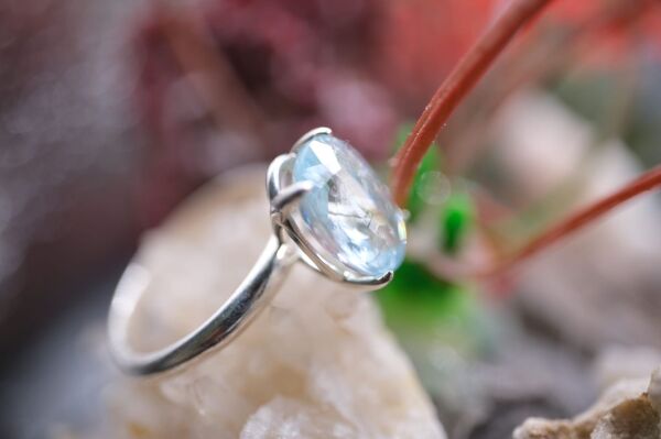 2.47ct 10x7.8mm Oval Natural Unheated Blue Akuamarin 925 Ayar Gümüş Yüzük