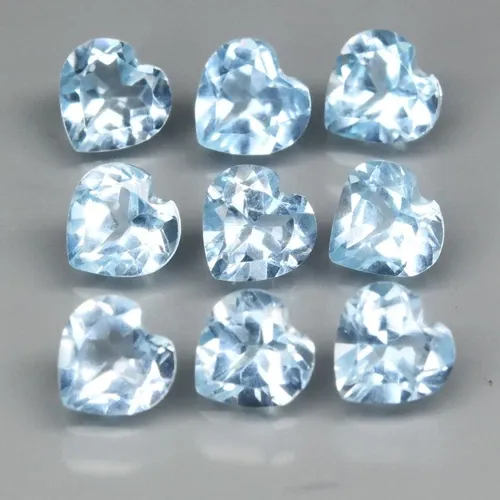 5.05ct 9pcs Lot VVS Heart Natural Sky Blue Topaz - Brazil, Gemstone