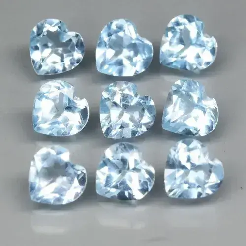 5.05ct 9pcs Lot VVS Heart Natural Sky Blue Topaz - Brazil, Gemstone