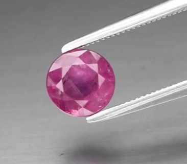 1.08ct 6.17mm Round Purplish Red Ruby Gemstone Mozambique Heated