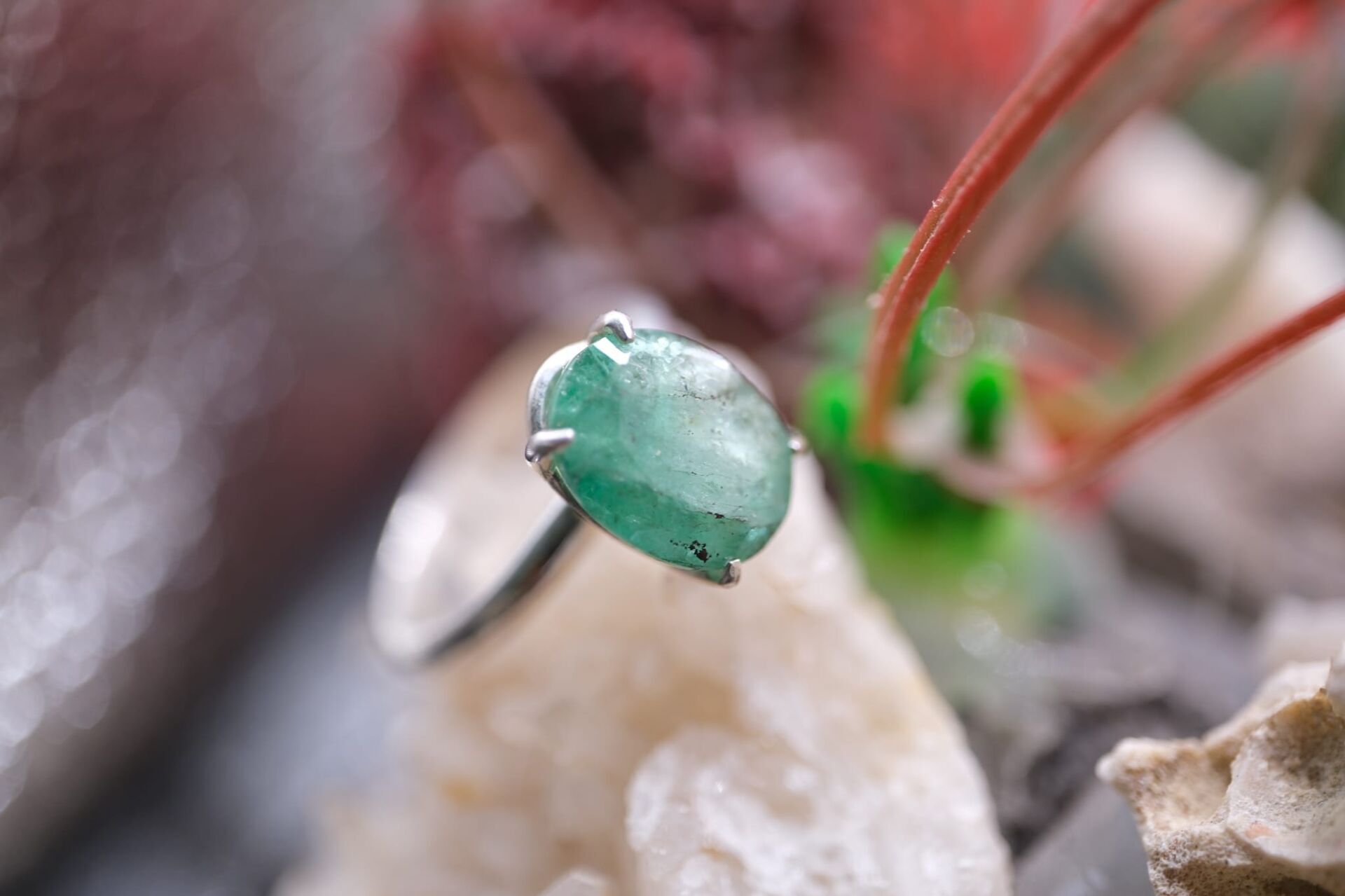 2.16ct 10.3x7.6mm Oval Natural  Zümrüt 925 Ayar Gümüş Yüzük