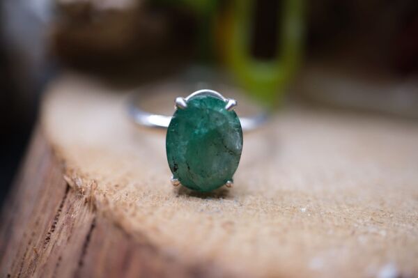 2.16ct 10.3x7.6mm Oval Natural  Zümrüt 925 Ayar Gümüş Yüzük