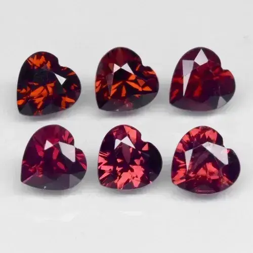 5.20ct 6pcs Lot Heart Natural Purplish Pink Rhodolite Garnet - Africa Gems