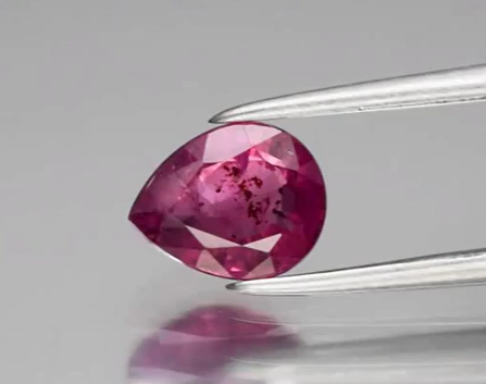 1.25ct 7x5.6mm Pear Purplish Red Ruby Gemstone Mozambique *Heated