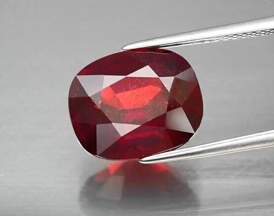 6.43ct 12x10mm Cushion Natural Reddish Orange Garnet, Mozambique