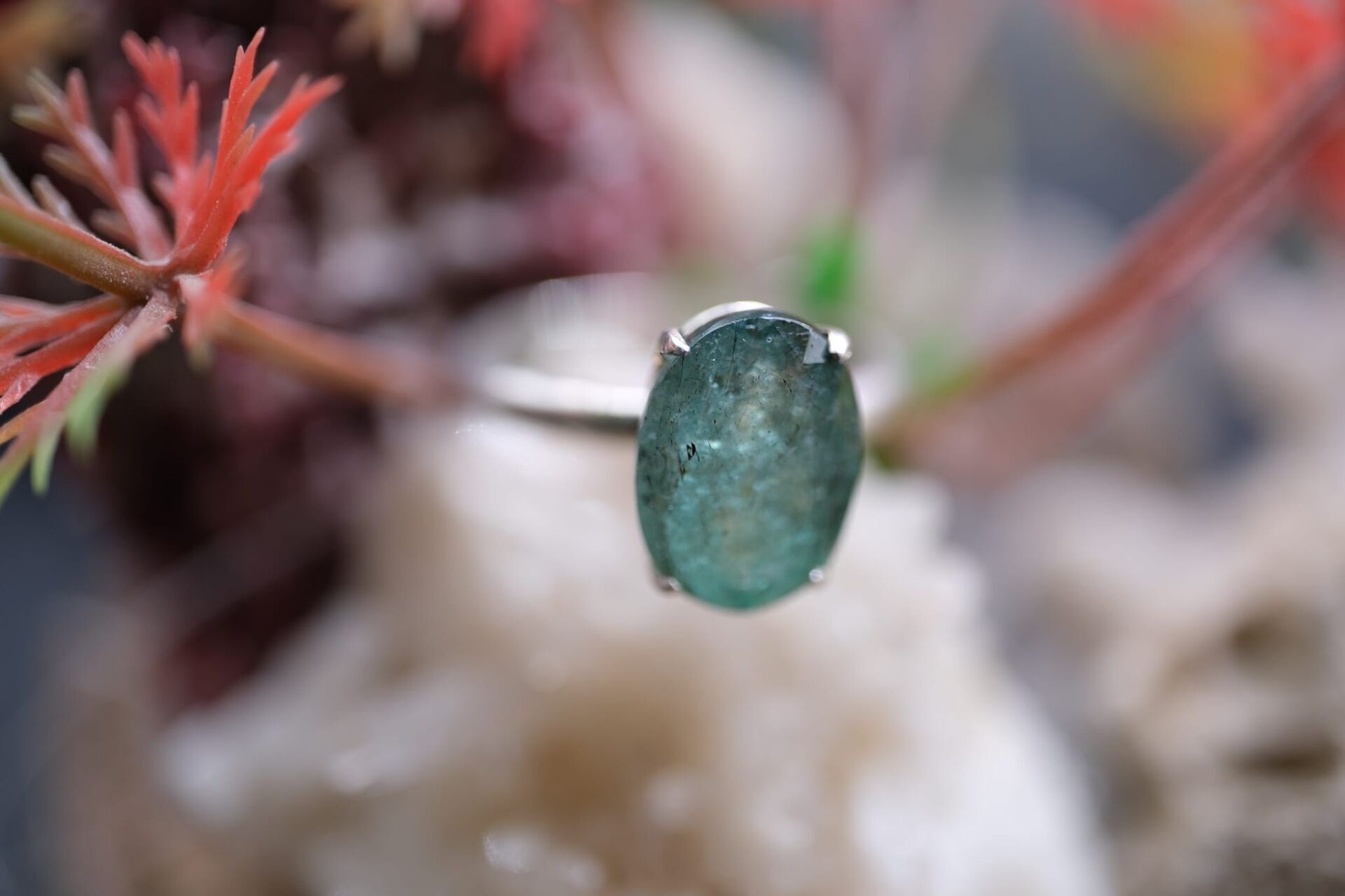 2.75ct 10.9x7.9mm Oval Natural Zümrüt 925 Ayar Gümüş Yüzük