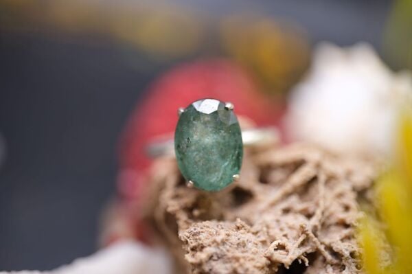 2.75ct 10.9x7.9mm Oval Natural Zümrüt 925 Ayar Gümüş Yüzük