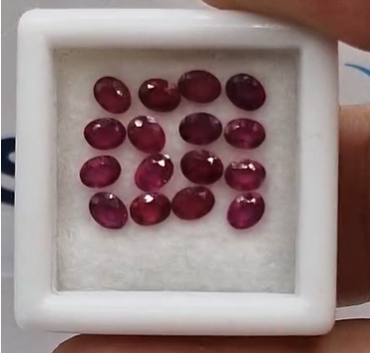 3.88ct 4x3mm 16pcs Lot Oval Natural Ruby (Heated Glass Filling)