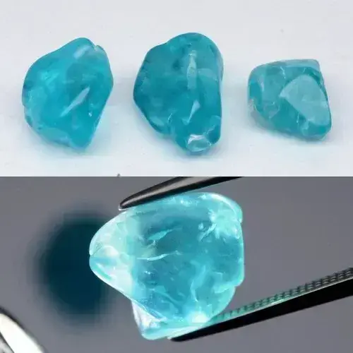 10.26ct 3pcs Lot Rough Natural Blue Apatite - Unheated, Africa Gems