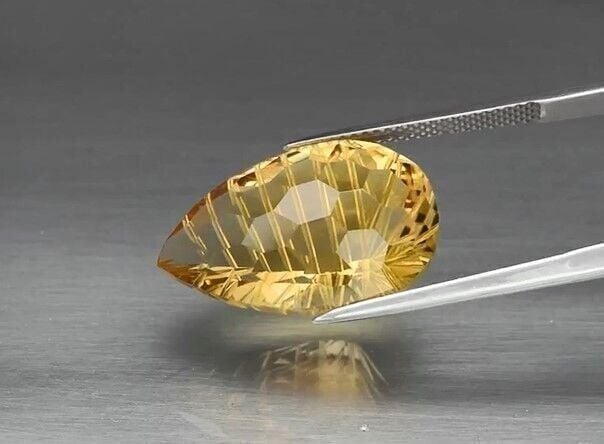 14.58ct 21x14mm VVS Pear Natural Yellow Citrine, Brazil
