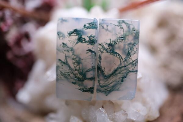 15.00ct 19.2x9.4mm Natural Moss Agate Pair