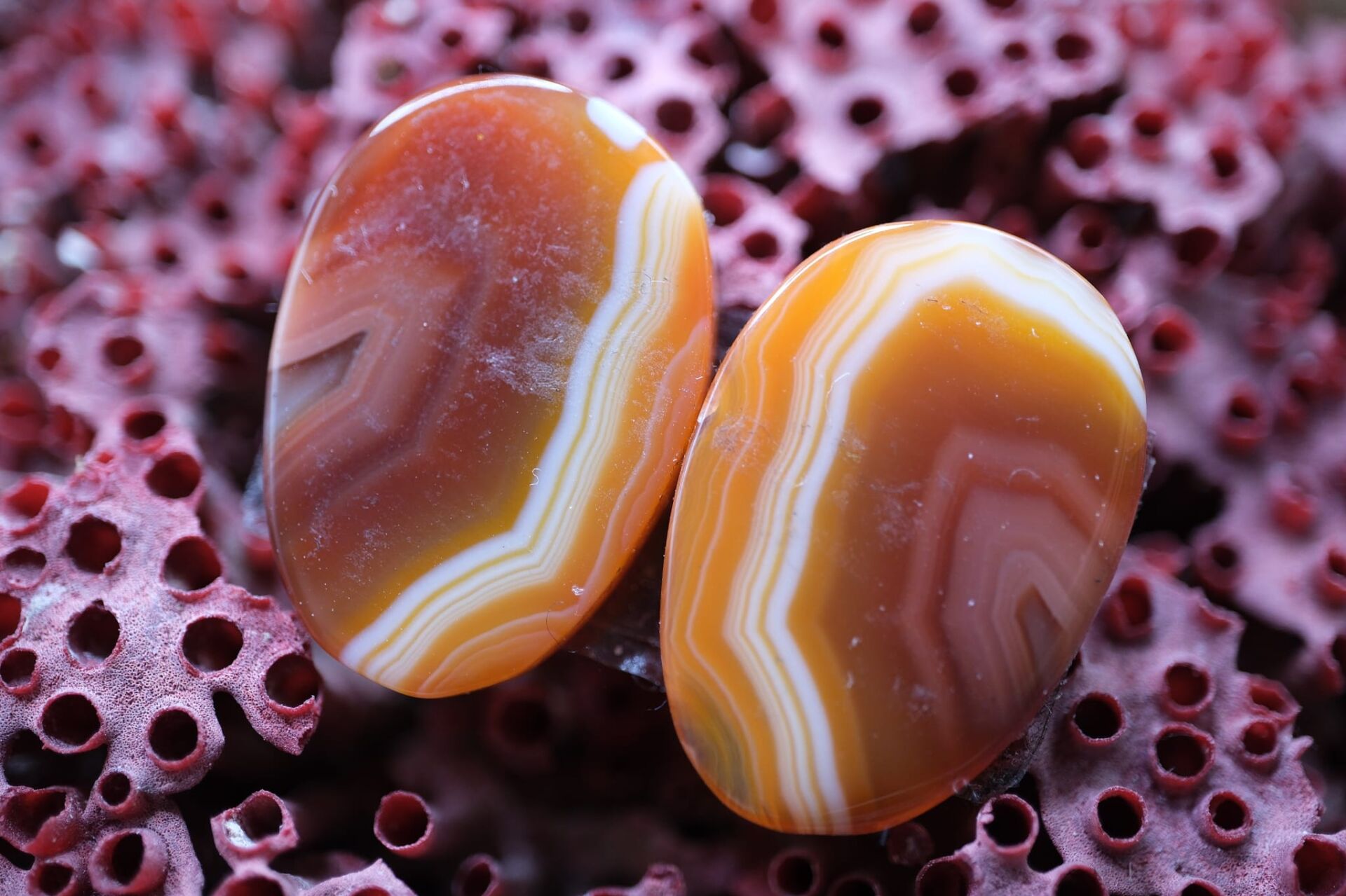 21.65ct 22.5x15.6mm Natural Banded Agate Pair