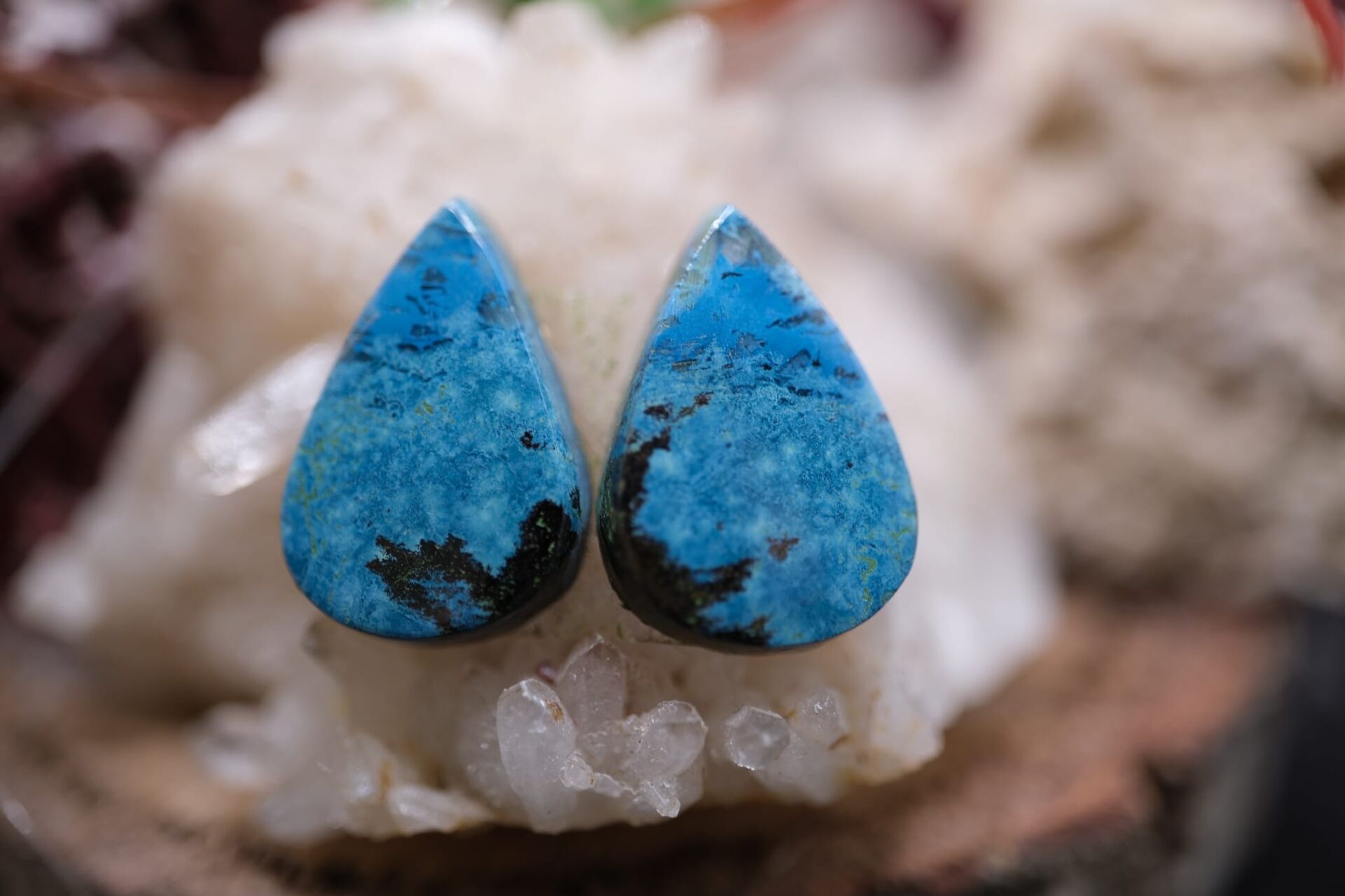 11.85ct 15.8x11mm Natural Pear Azurite Pair