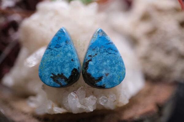 11.85ct 15.8x11mm Natural Pear Azurite Pair