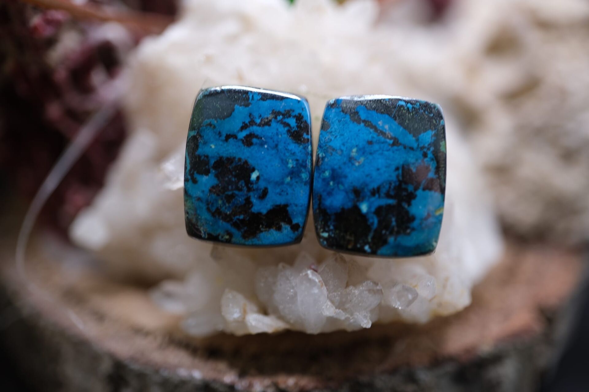 16.80ct 13.5x10.9mm Natural Octagon Azurite Pair