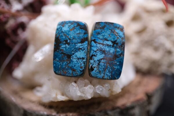 17.95ct 17.3x10.5mm Natural Octagon Azurite Pair