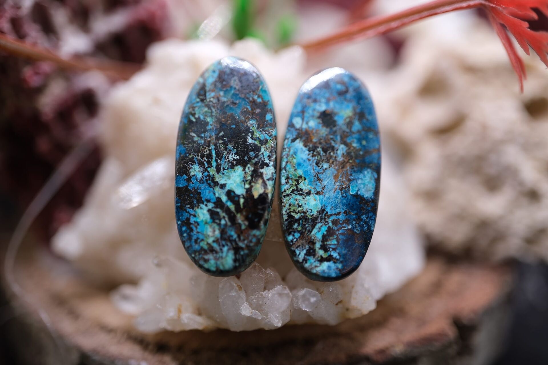 17.85ct 22.1x10mm Natural Oval Azurite Pair