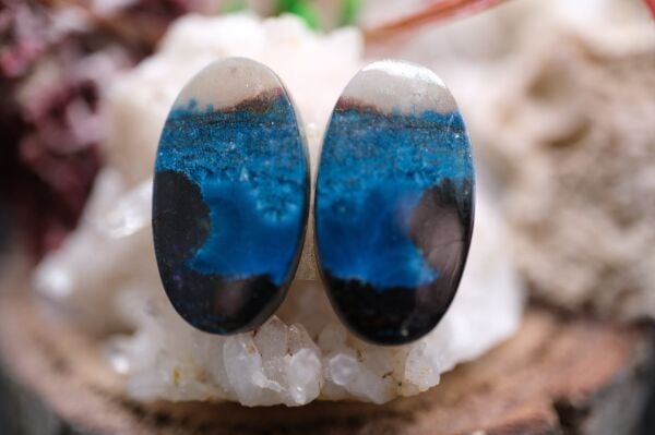 25.00ct 21.1x11.7mm Natural  Azurite Pair