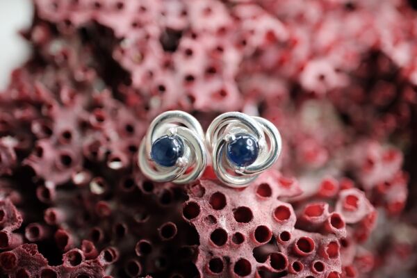 0.46ct Natural Safir Taşlı Gümüş Küpe