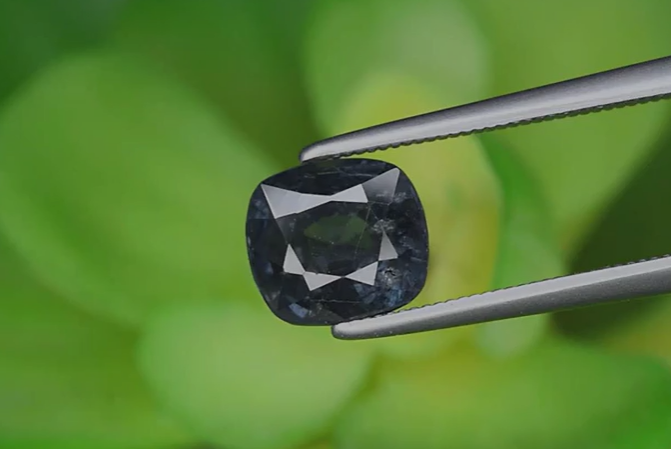 1.94ct 7.5x6.7mm Cushion Natural Greenish Blue Spinel, Myanmar