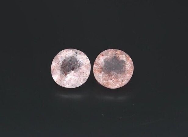Pair 2pcs/2.49ct t.w Round Natural Pink Strawberry Quartz, Madagascar