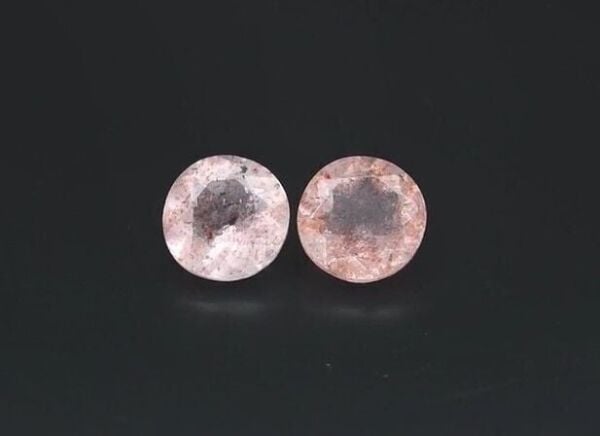 Pair 2pcs/2.49ct t.w Round Natural Pink Strawberry Quartz, Madagascar