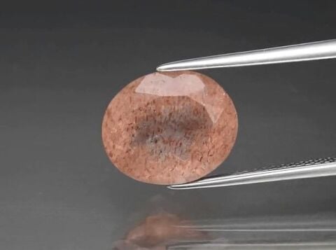 4.59ct 12x10mm Oval Natural Pink Strawberry Quartz, Africa