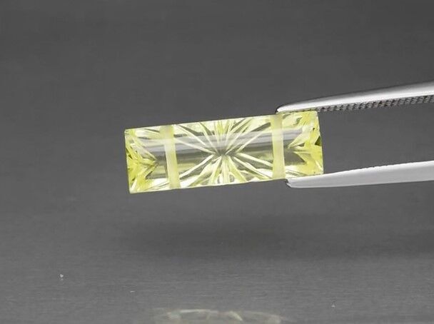 1.90ct 15x5mm VS Baguette Drilled Natural Lemon Quartz Gemstone, Brazil