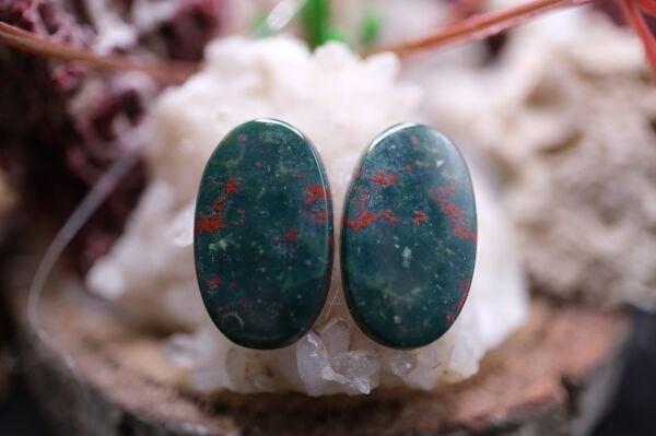 15.55ct 19x11.6mm Natural  Blood Stone Pair