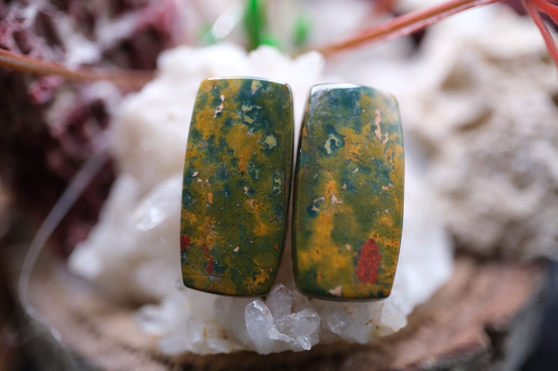 17.70ct 21.4x10.6mm Natural  Blood Stone Pair