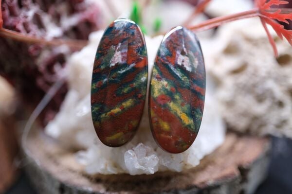 27.25ct 27x11.6mm Natural  Blood Stone Pair