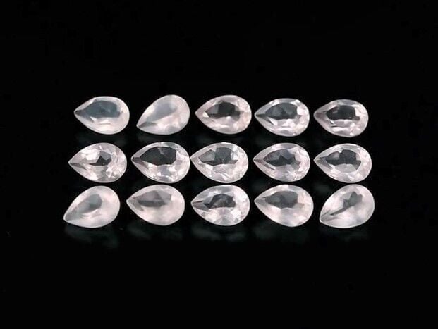 6.40ct 15pcs Lot t.w Pear Natural Untreated Pink Rose Quart, Africa