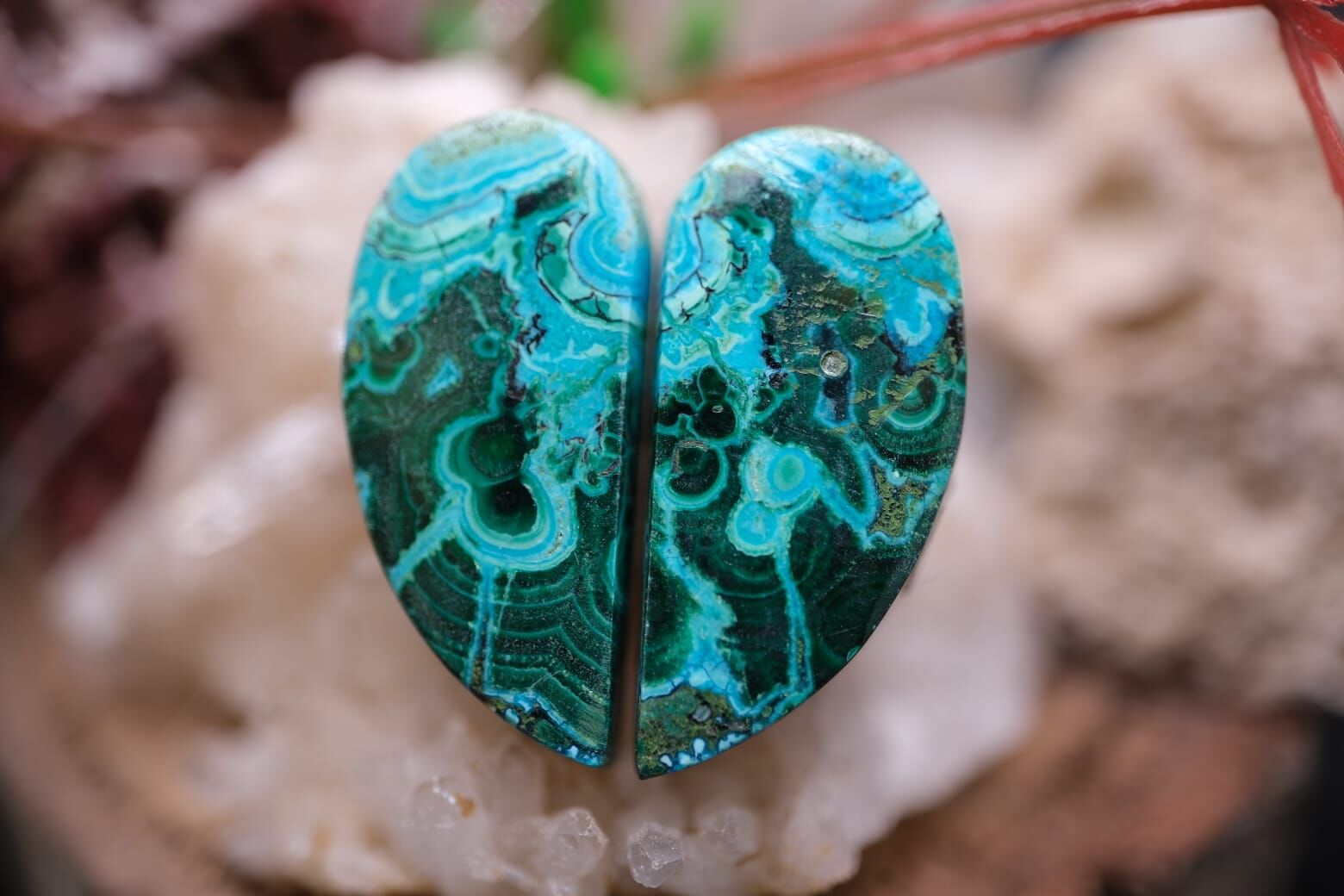 22.75ct 23.6x11.1mm Pear Natural Malachite&Chrysacolla  Pair