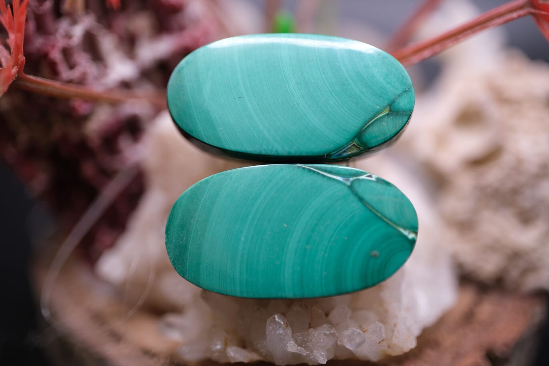 44.60ct 25.5x13.3mm Oval Natural Malachite Pair