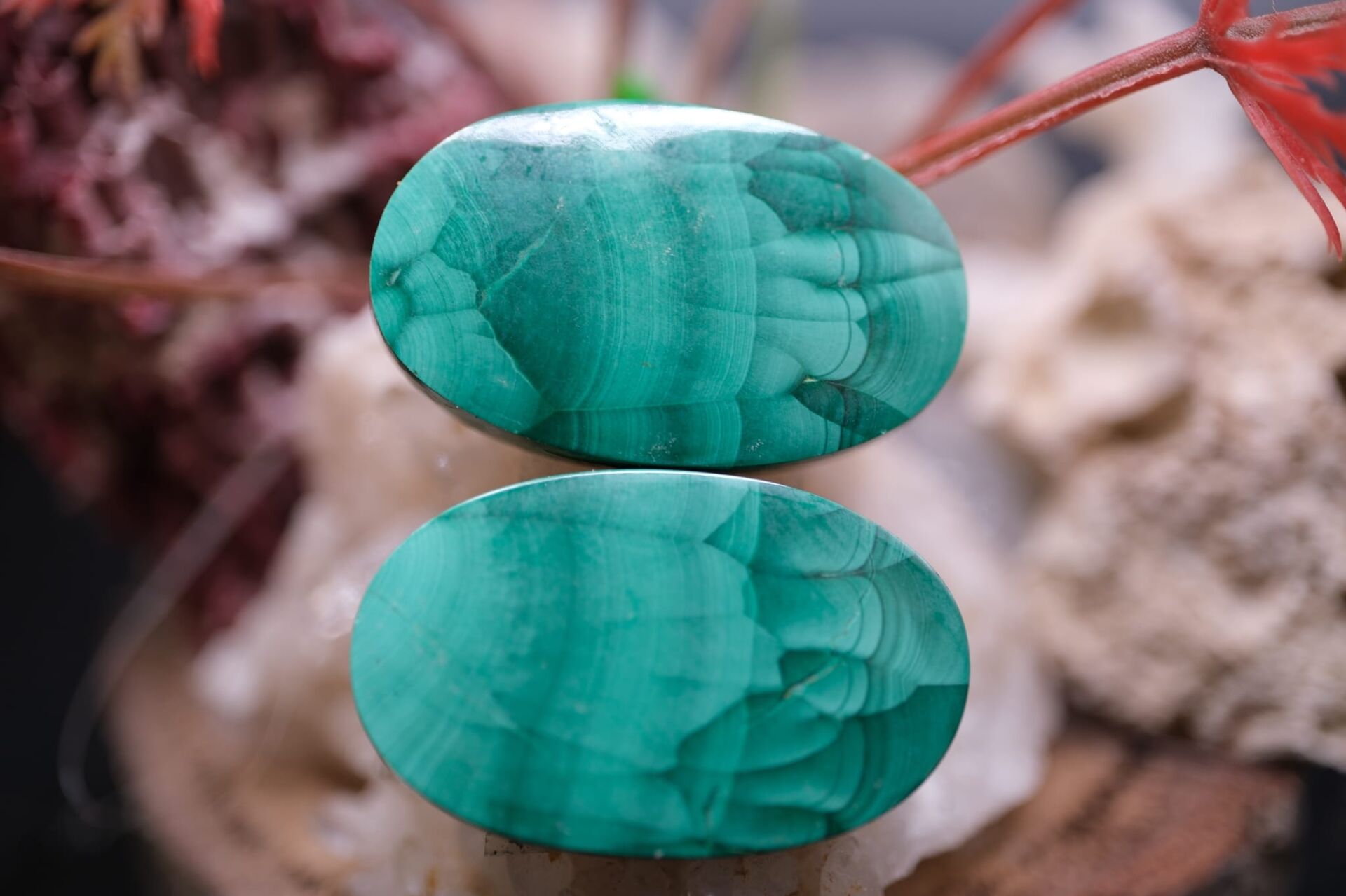 46.90ct 25.7x15.8mm Oval Natural Malachite Pair