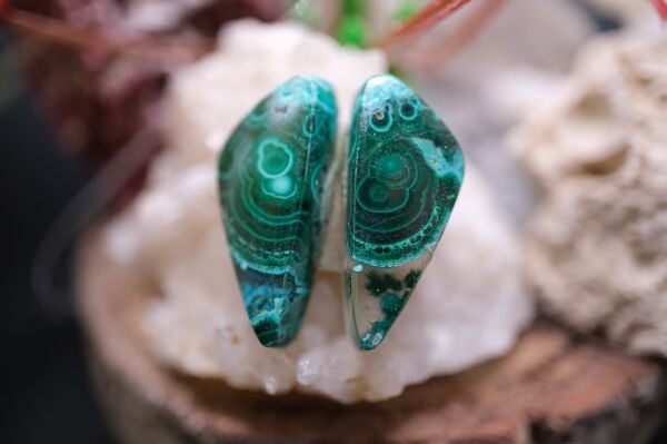 18.05ct 22.3x10.1mm Pear Natural Malachite Pair