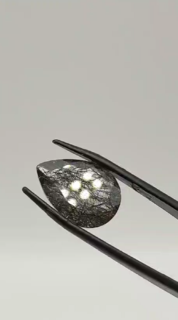 8.05ct 17.8x12.8mm Pear Natural Black Rutilated Quartz