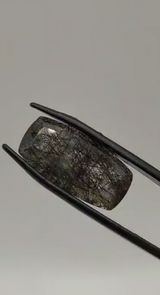 13.65ct 23.3x11.5mm Cushion Natural Black Rutilated Quartz