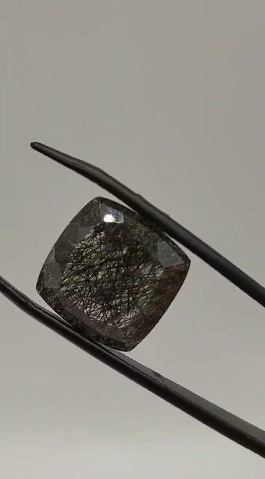 15.30ct 16.6mm Square Natural Black Rutilated Quartz