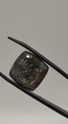 15.30ct 16.6mm Square Natural Black Rutilated Quartz