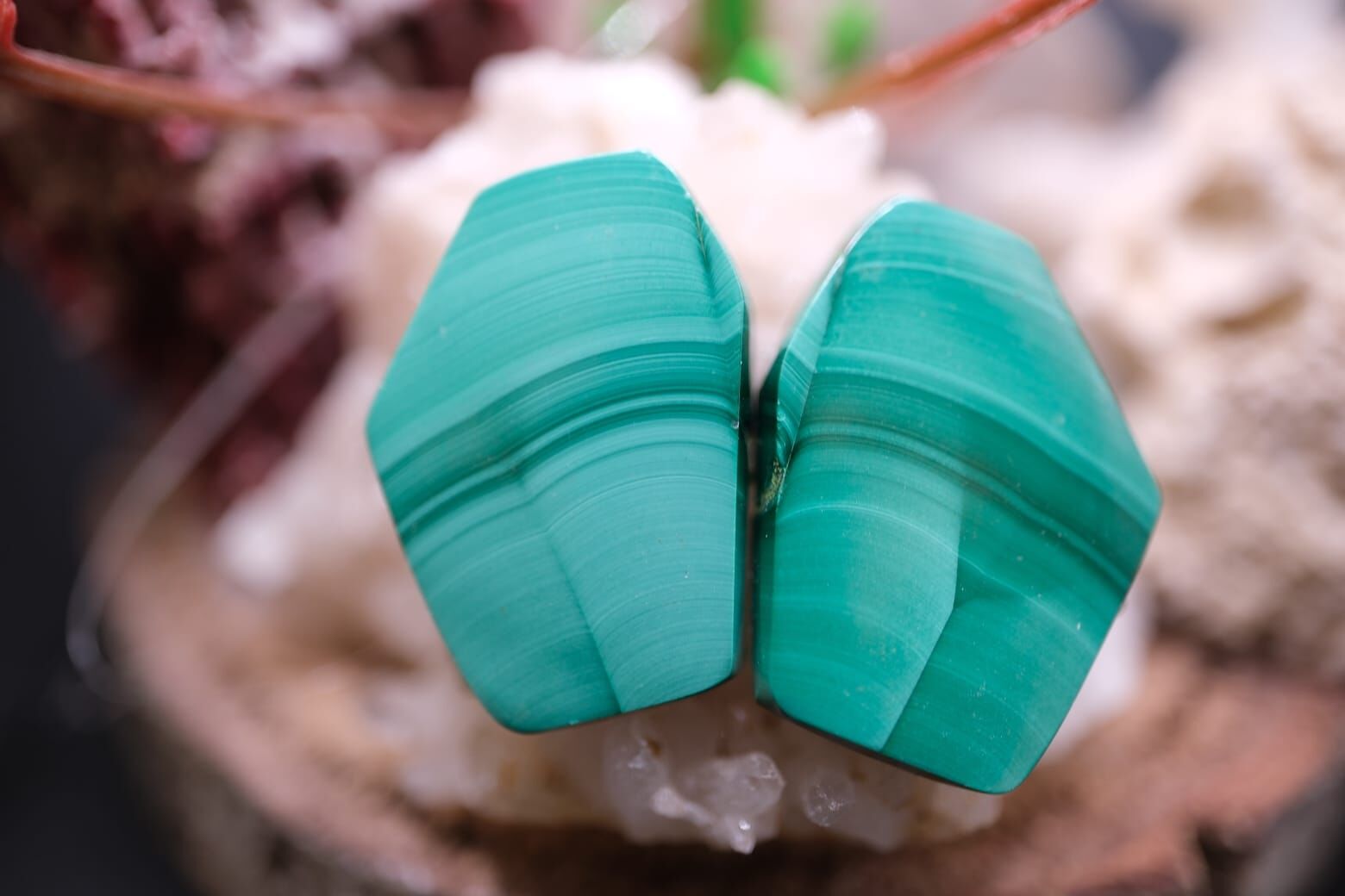 35.45ct 22x15.9mm Pear Natural Malachite Pair