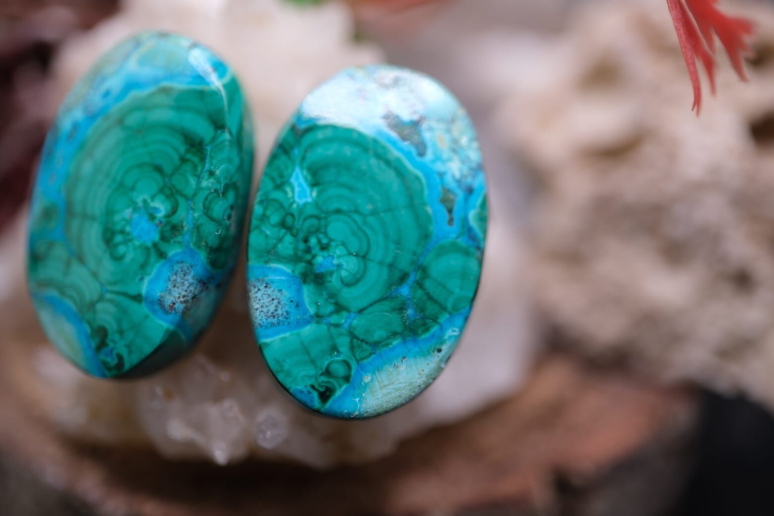 28.90ct 21.6x14.3mm Oval Natural Malachite&Chrysacolla  Pair