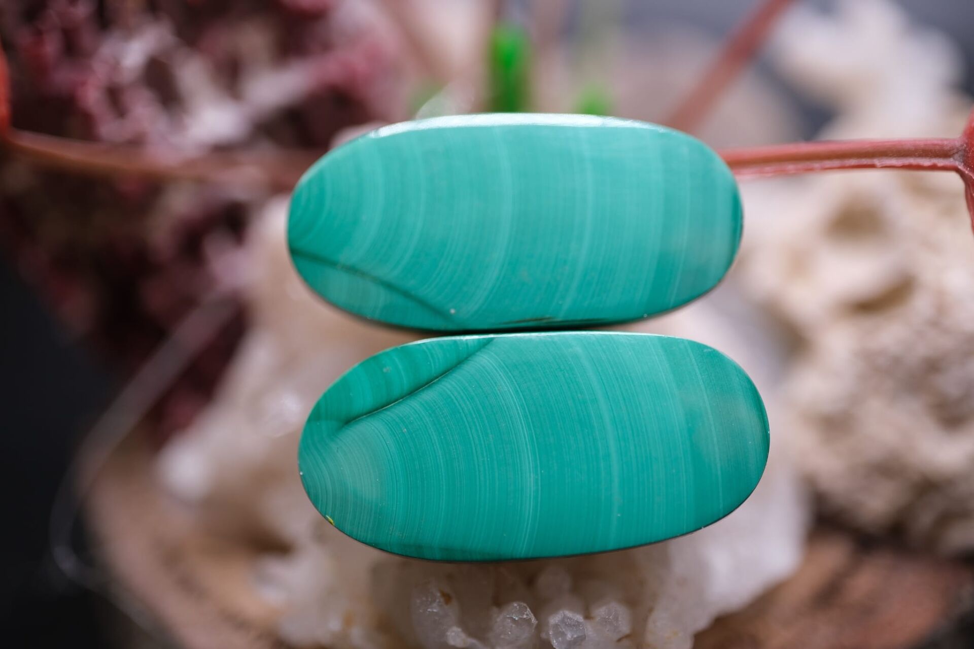 35.00ct 26.1x12.5mm Oval  Natural Malachite Pair