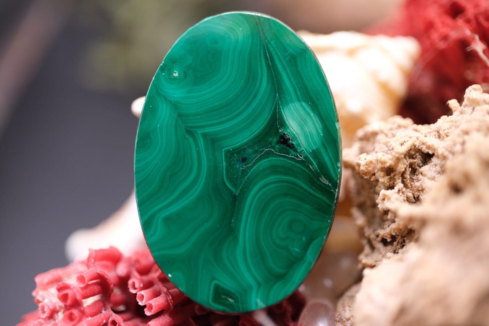45.40ct 34.1x23.2mm Natural Malachite