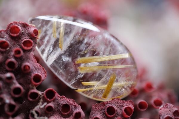 16.85ct 27.2x14.7mm Natural Golden Rutilated Quartz