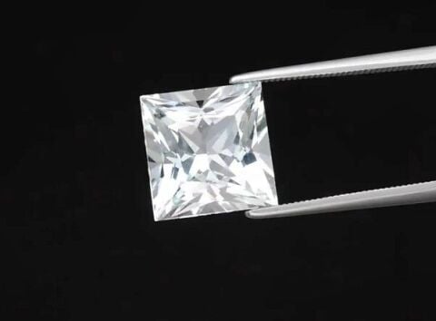 7.40ct 11mm VS Square Princess Natural Very Light Blue Topaz Unheated, Brazil
